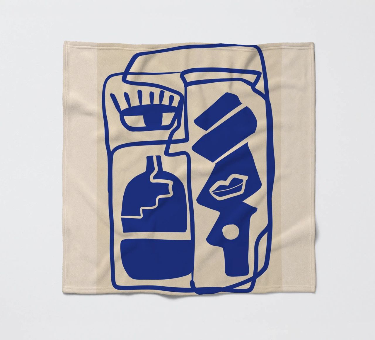 Modern Abstract Minimal Shapes 53 Cobalt Blue fleece blanket by ThingDesign