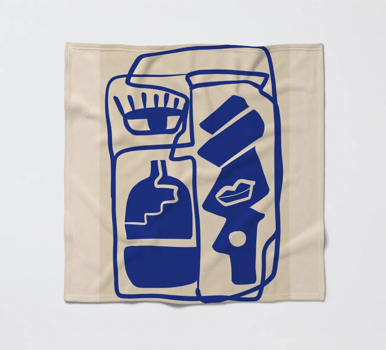 Modern Abstract Minimal Shapes 53 Cobalt Blue fleece blanket by ThingDesign