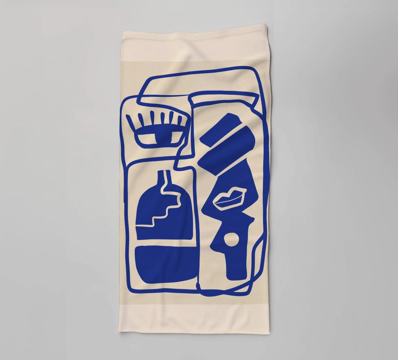 Modern Abstract Minimal Shapes 53 Cobalt Blue towel by ThingDesign