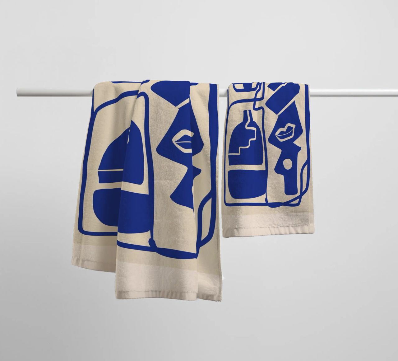 Modern Abstract Minimal Shapes 53 Cobalt Blue towel by ThingDesign