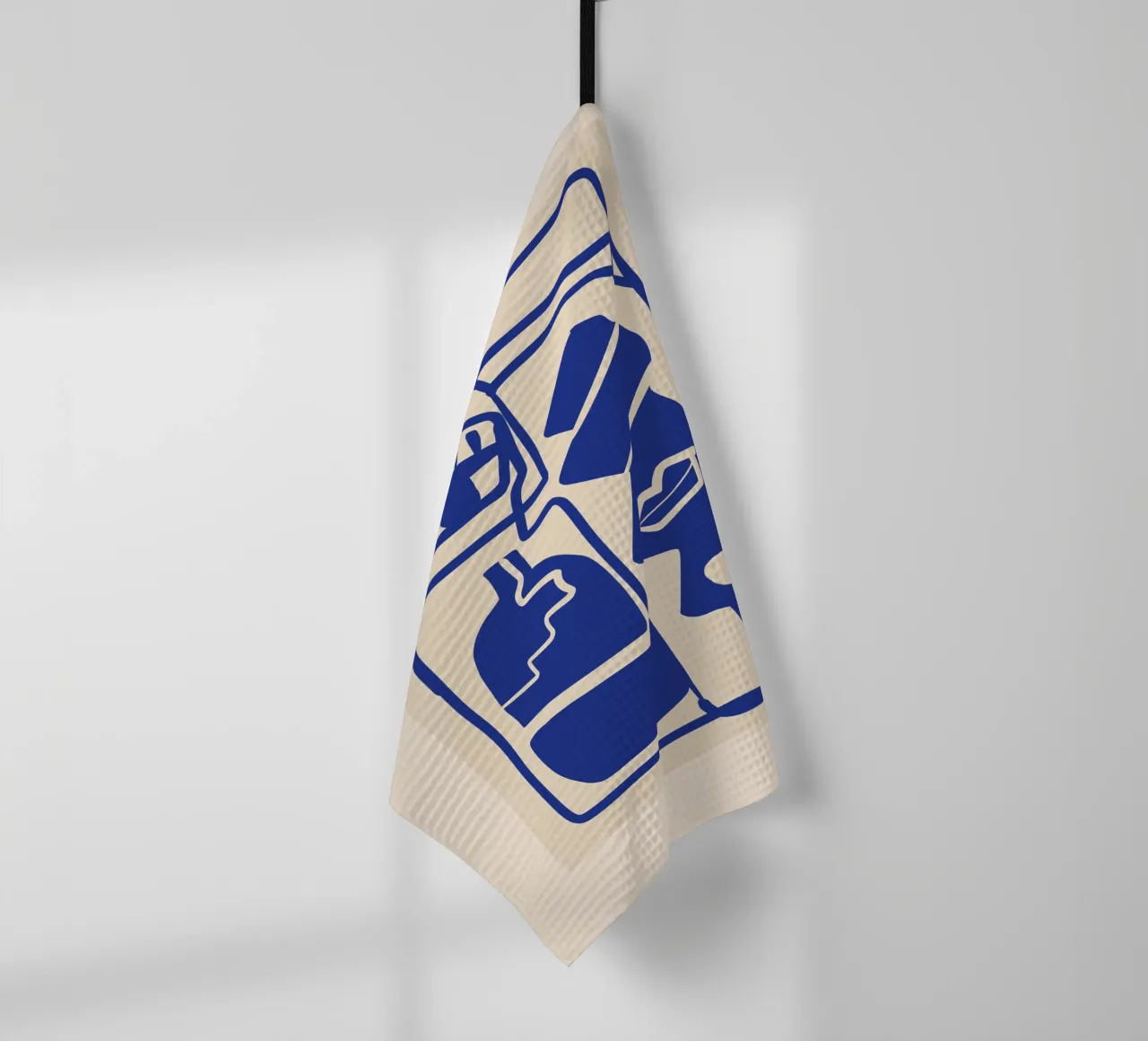Modern Abstract Minimal Shapes 53 Cobalt Blue tea towel by ThingDesign