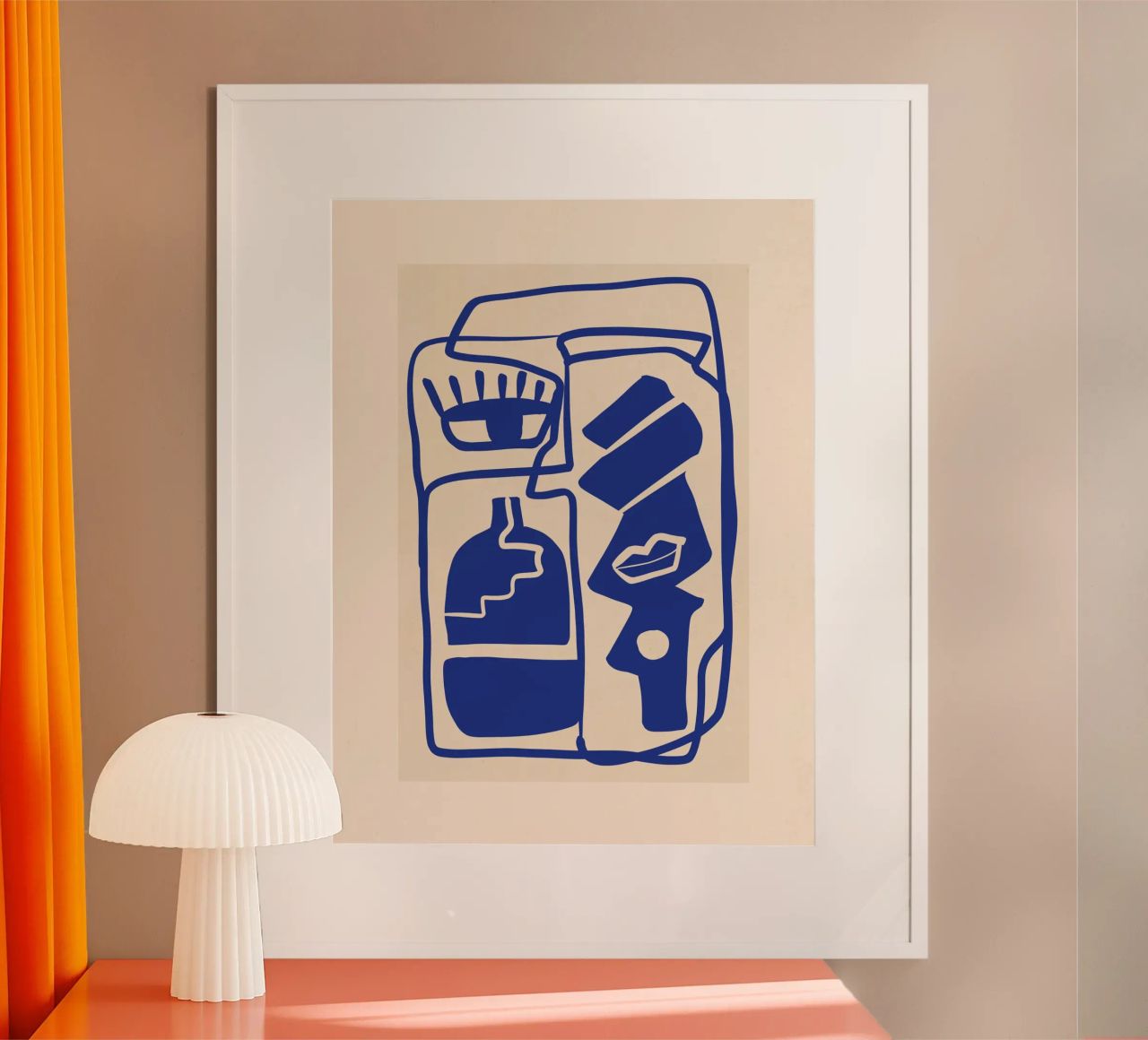 Modern Abstract Minimal Shapes 53 Cobalt Blue poster by ThingDesign