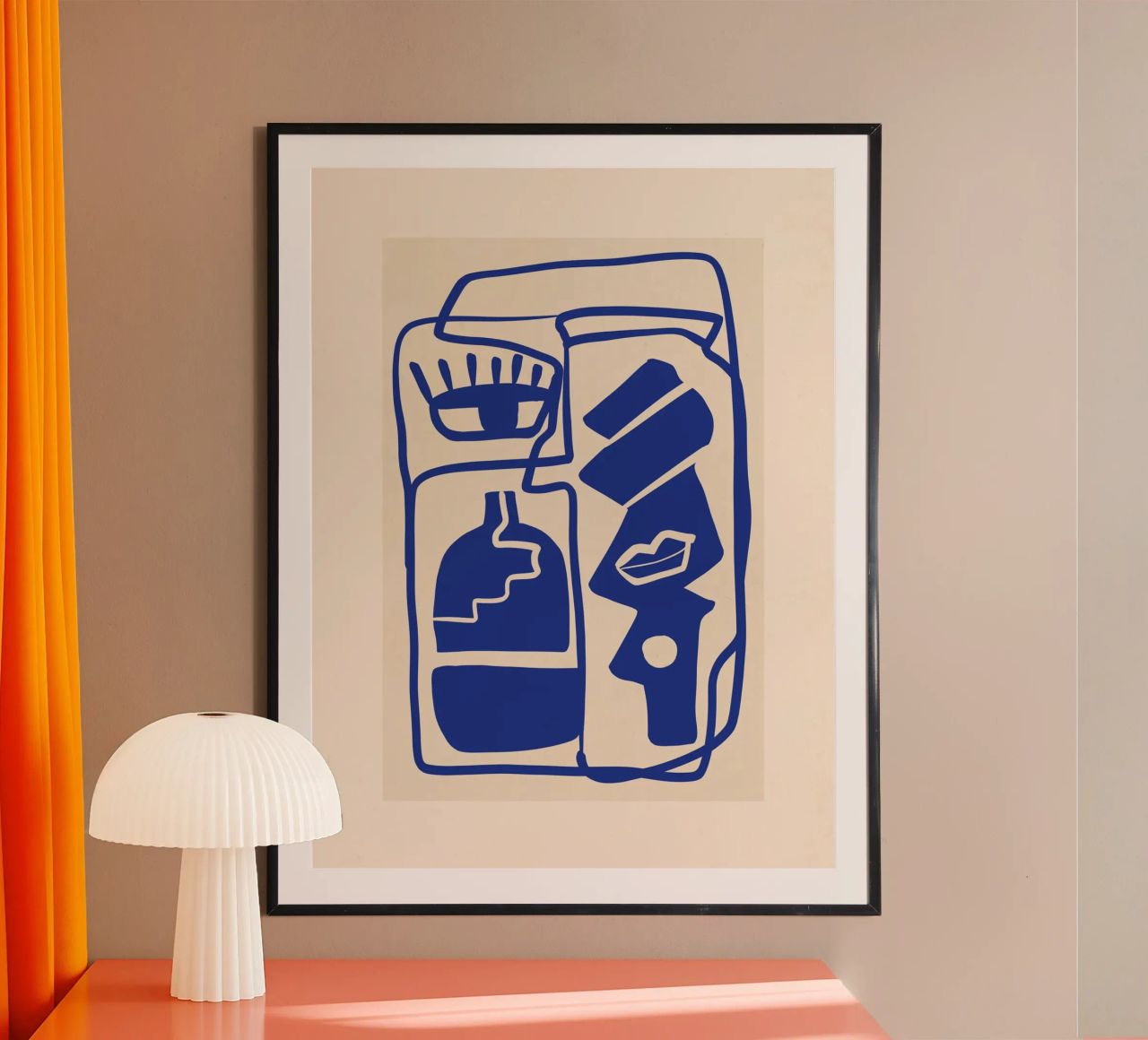 Modern Abstract Minimal Shapes 53 Cobalt Blue poster by ThingDesign