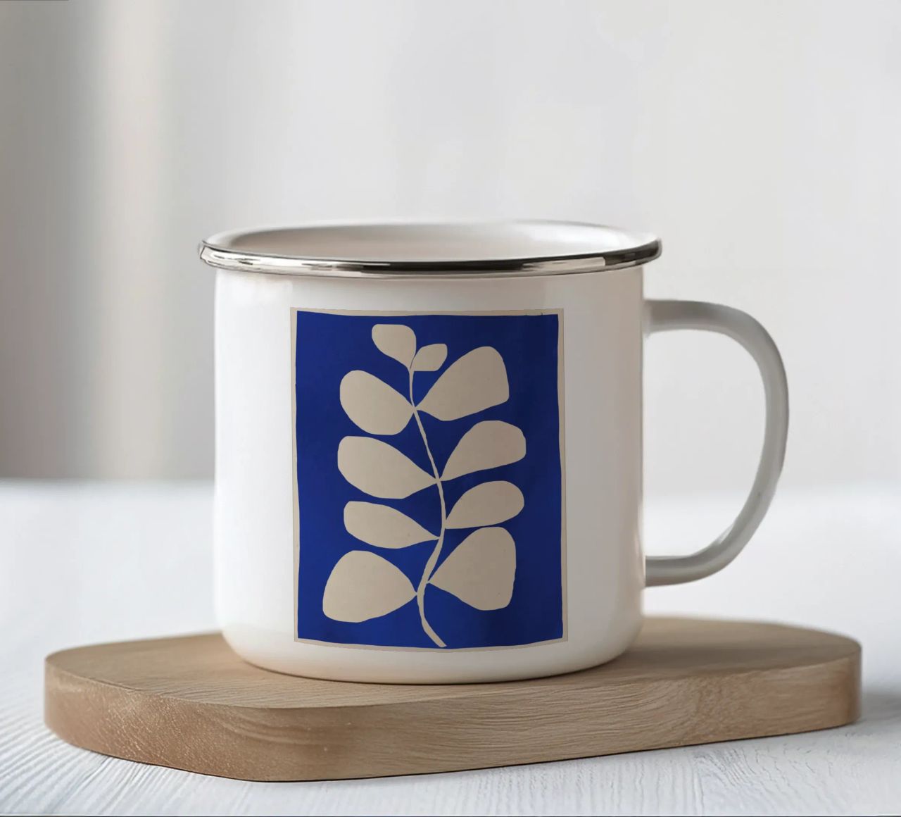 Minimal astratto -Pianta 3-2 Blu cobalto tazza in smalto da ThingDesign