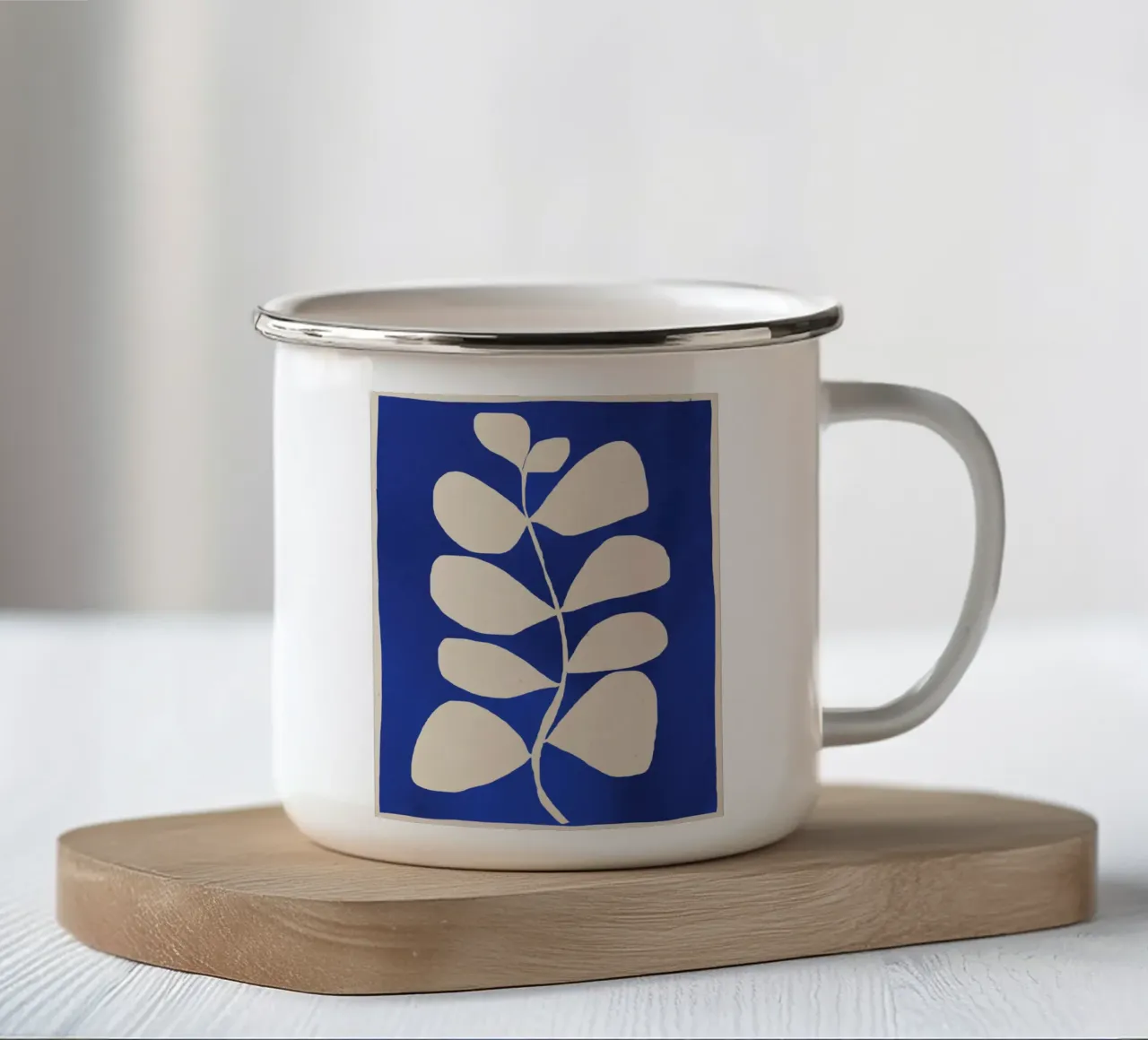 Abstracto Minimal -Planta 3-2 Azul Cobalto taza de esmalte de ThingDesign