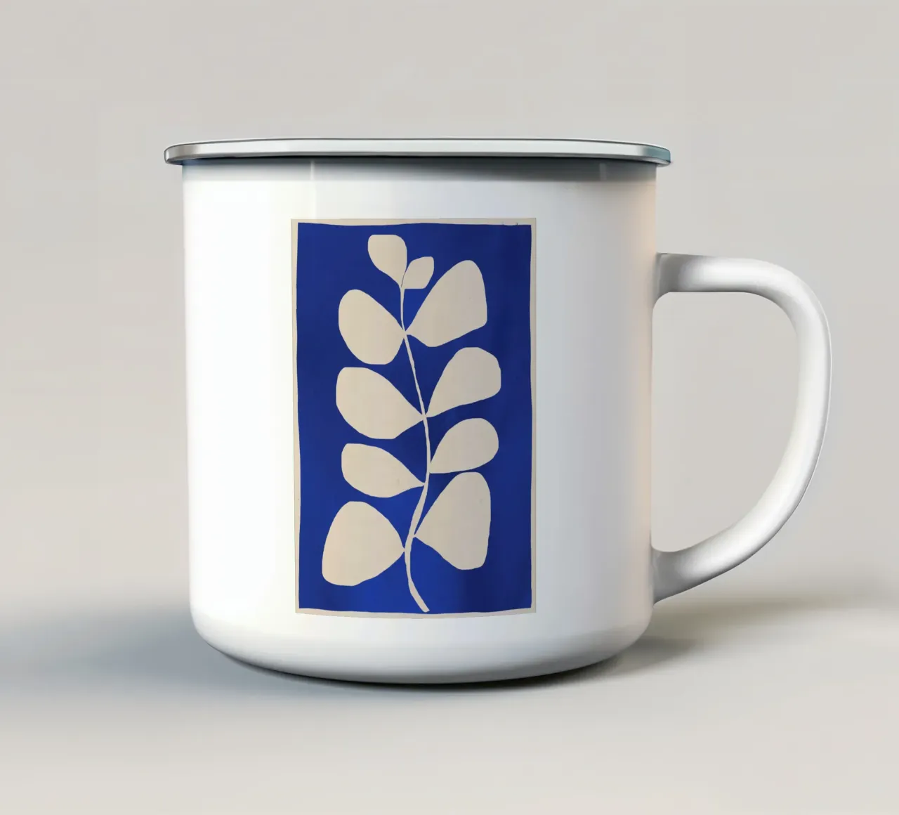 Abstracto Minimal -Planta 3-2 Azul Cobalto taza de esmalte de ThingDesign