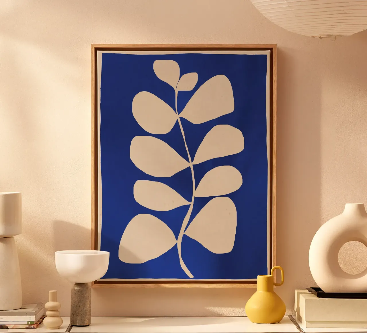 Minimal astratto -Pianta 3-2 Blu cobalto tela con Cornice a cassetta da ThingDesign