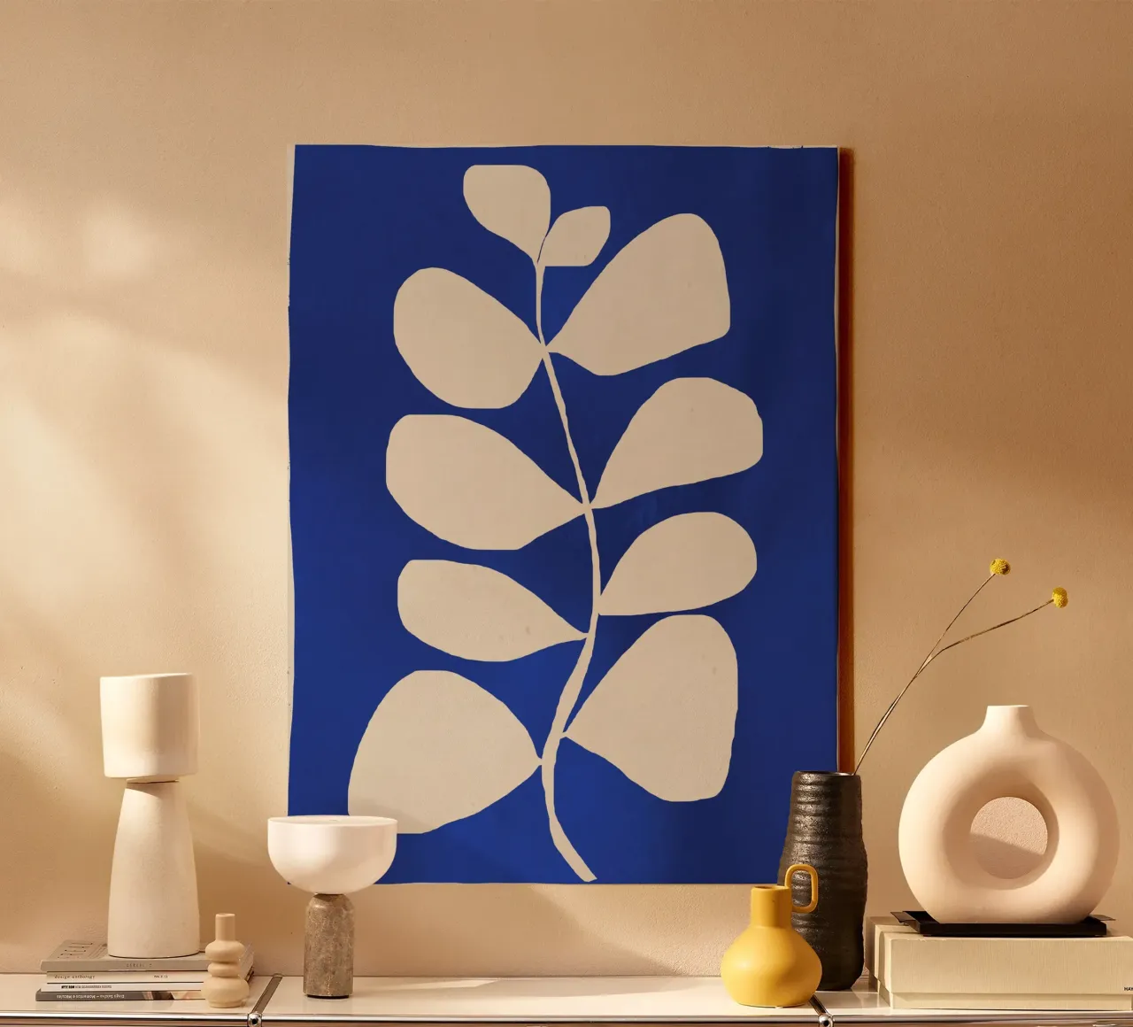 Minimal astratto -Pianta 3-2 Blu cobalto tela con Cornice a cassetta da ThingDesign