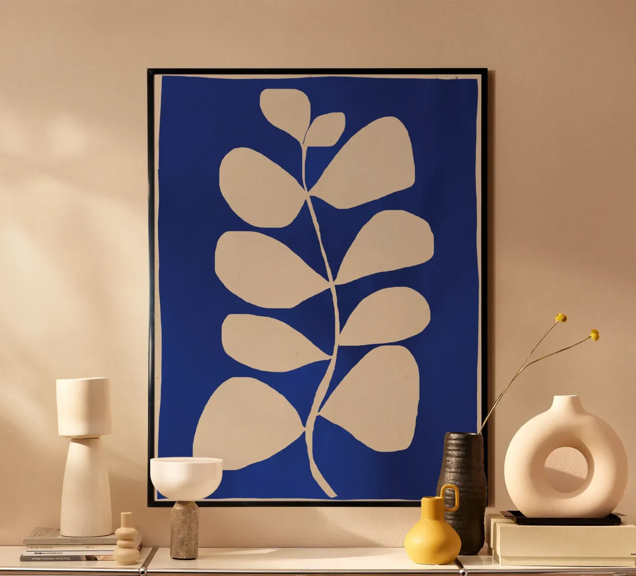 Abstrakt Minimal -Pflanze 3-2 Kobaltblau Hahnemühle von ThingDesign