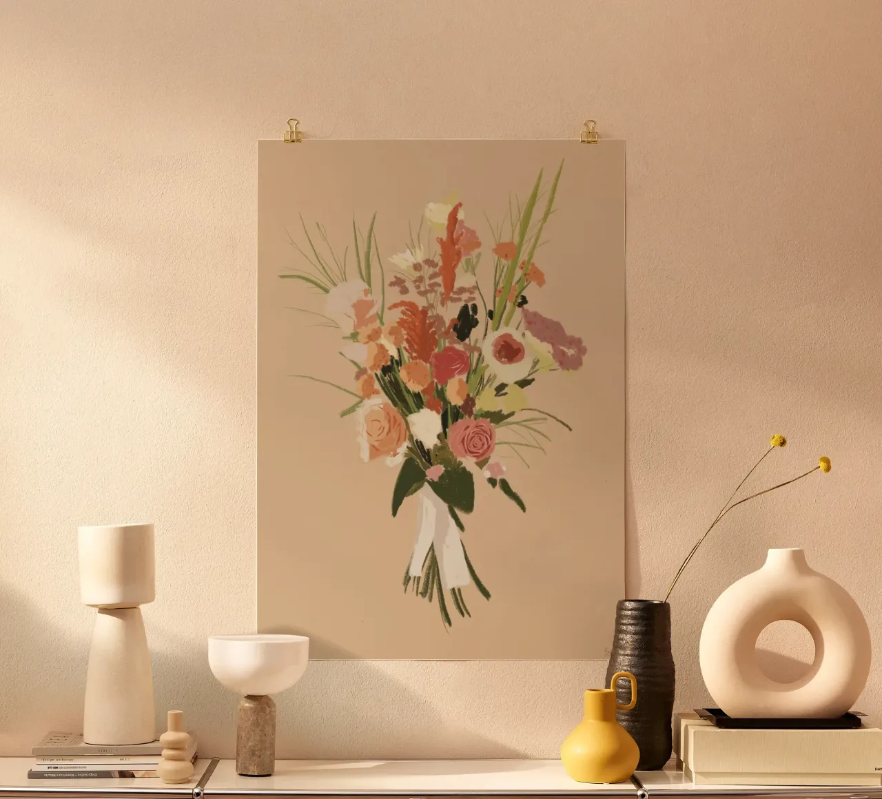 Bouquet in creme poster con telaio in plastica da STOLZE GRAFIK