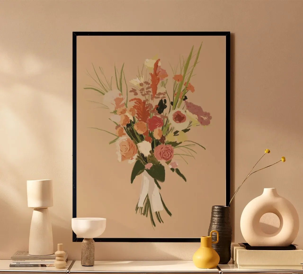Bouquet in creme poster con telaio in plastica da STOLZE GRAFIK