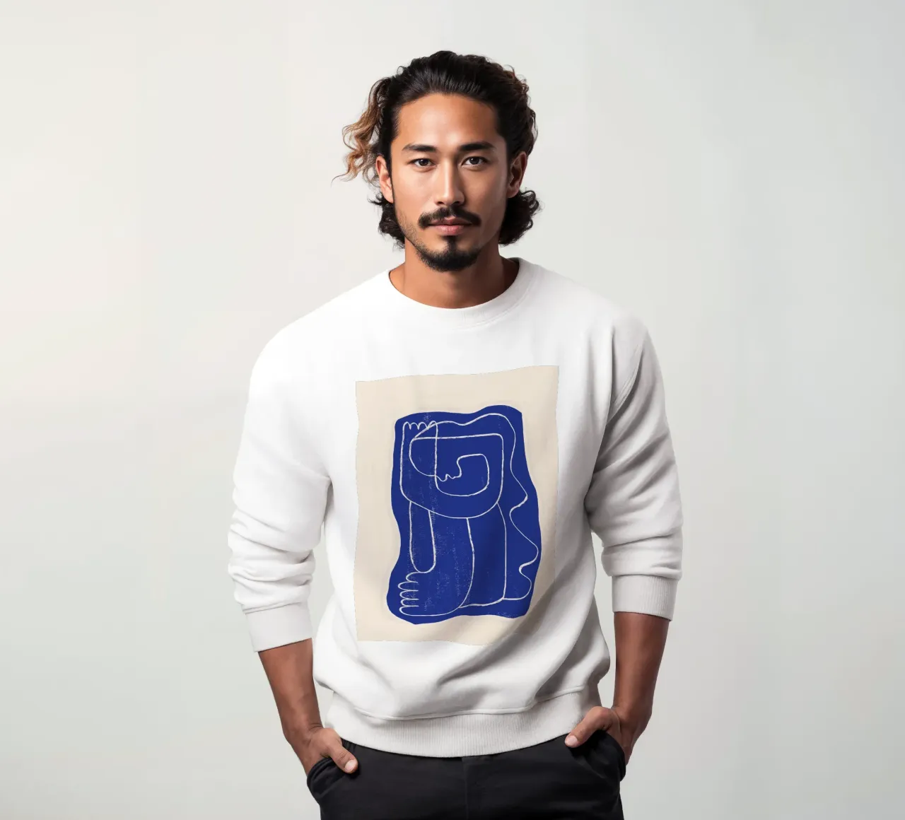 Dessin au trait abstrait Figure 7 Bleu cobalt sweat de ThingDesign