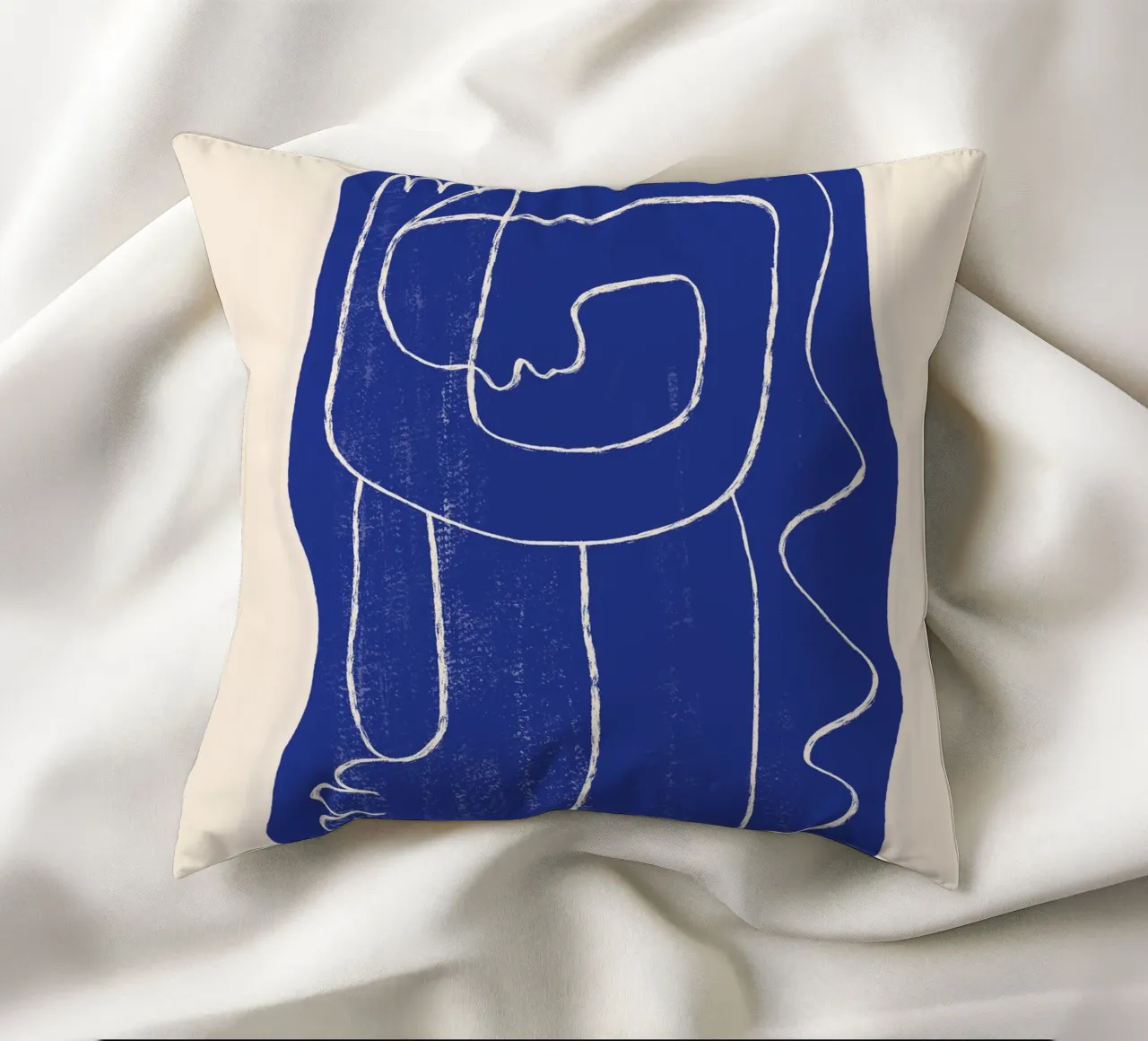 Line art astratta Figura 7 Blu cobalto cuscino da ThingDesign