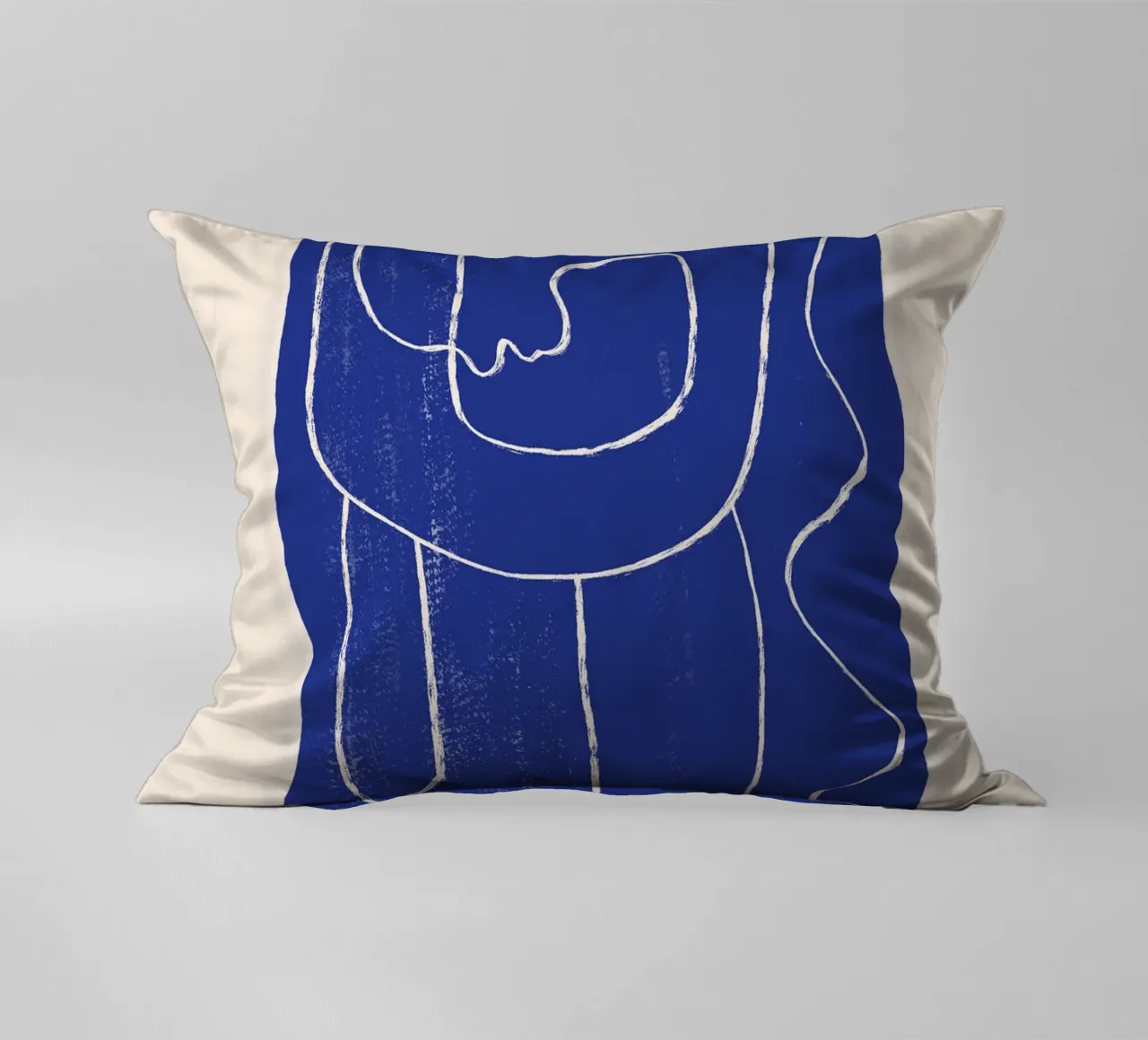 Line art astratta Figura 7 Blu cobalto cuscino da ThingDesign