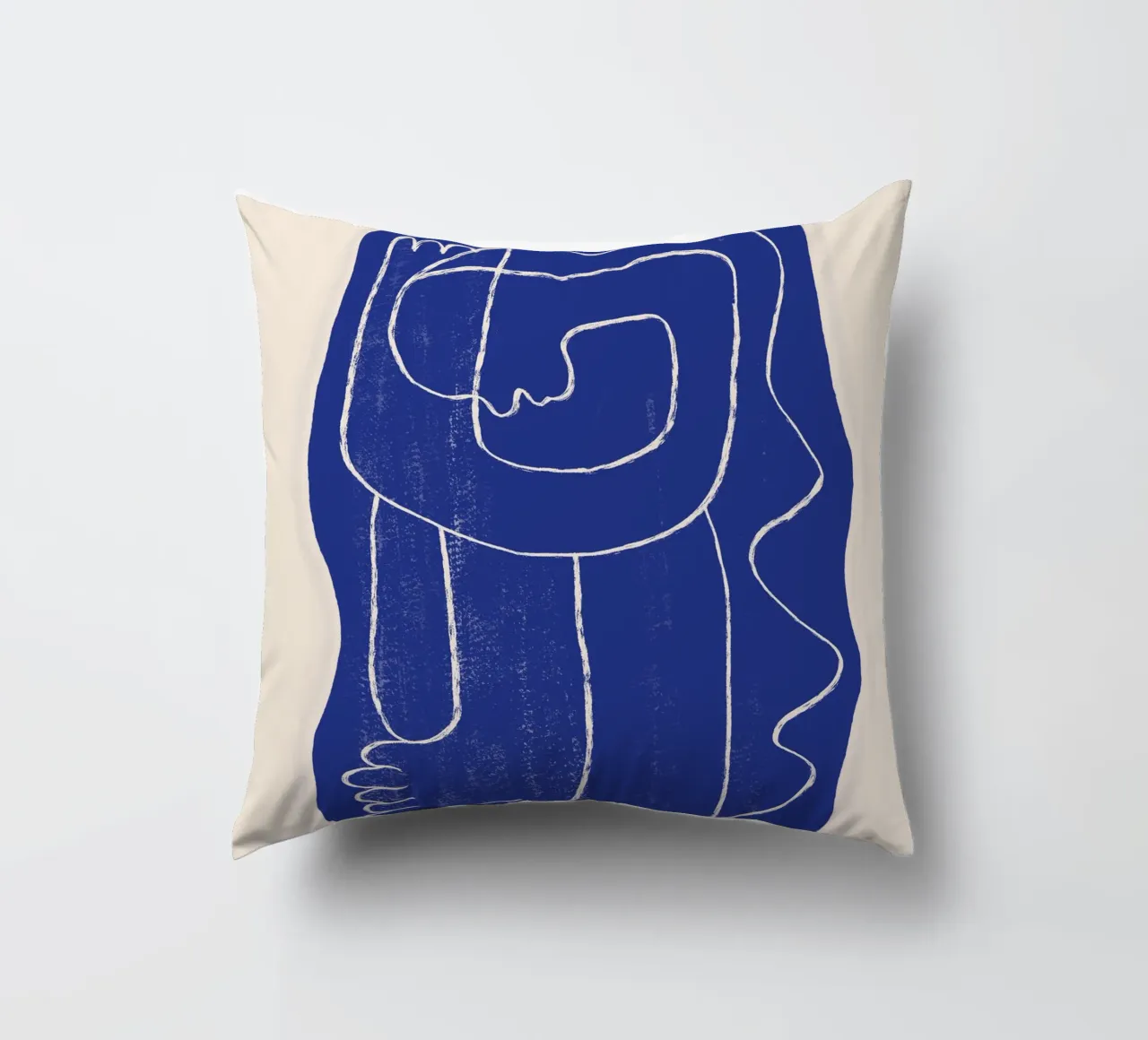 Line art astratta Figura 7 Blu cobalto cuscino da ThingDesign