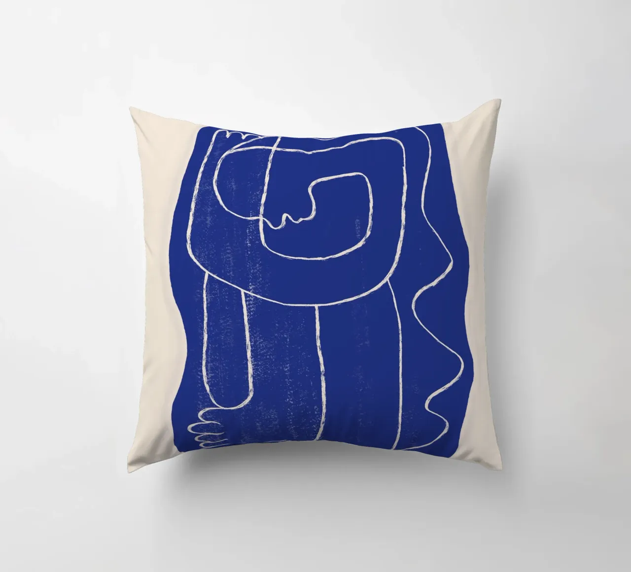 Line art astratta Figura 7 Blu cobalto cuscino da ThingDesign