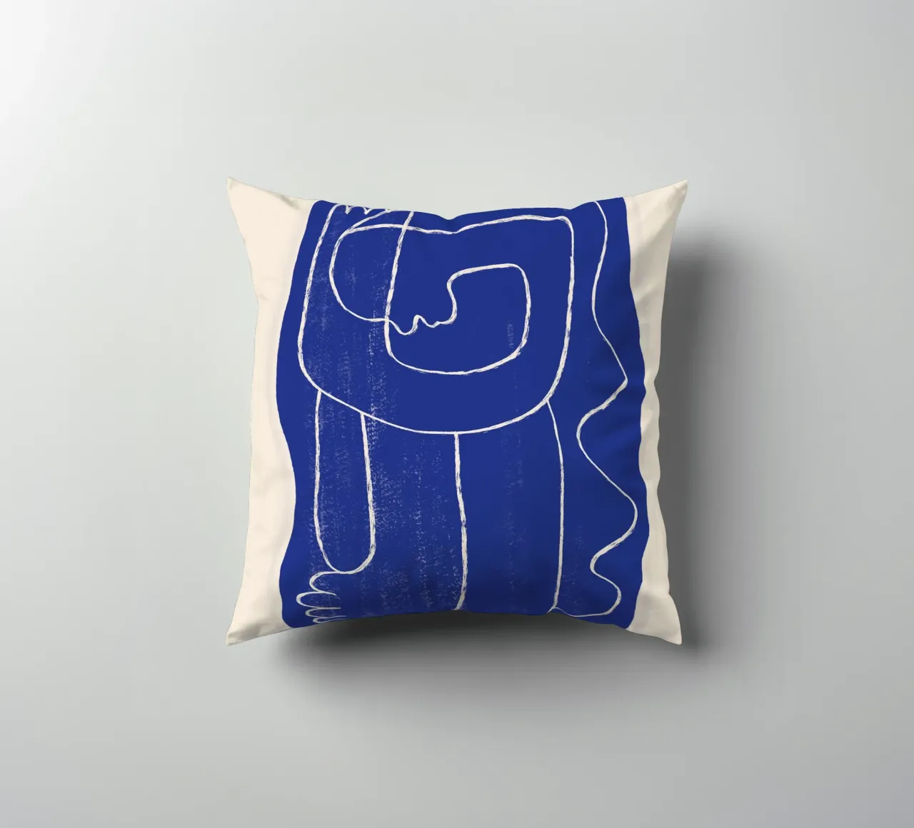 Line art astratta Figura 7 Blu cobalto cuscino da ThingDesign