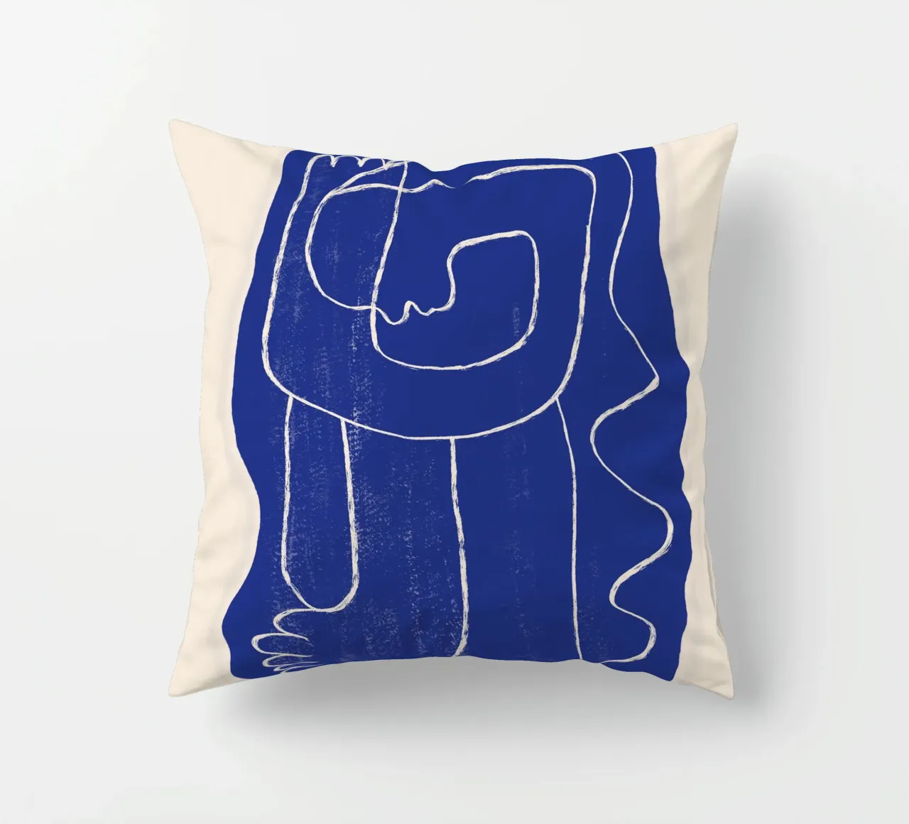 Line art astratta Figura 7 Blu cobalto cuscino da ThingDesign