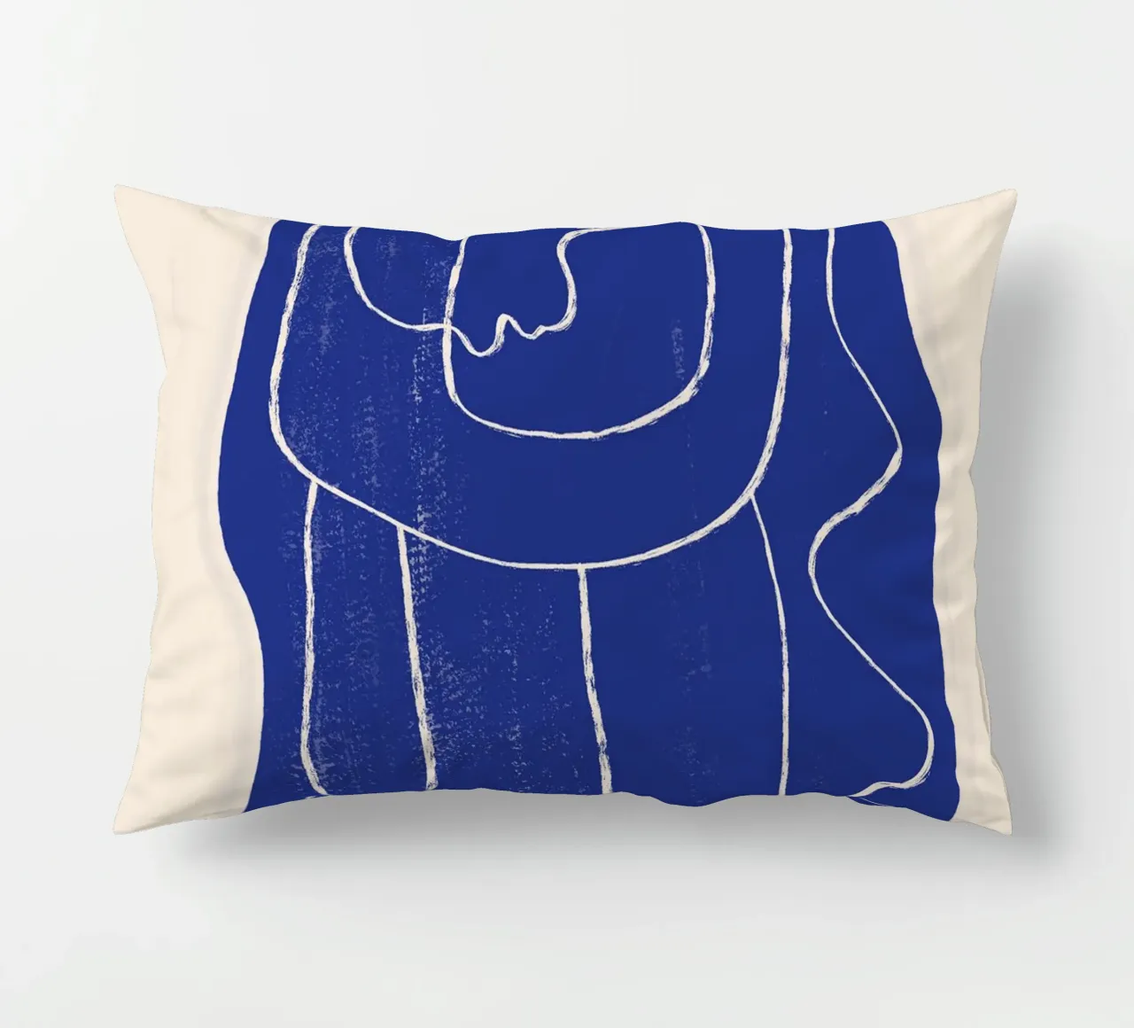 Line art astratta Figura 7 Blu cobalto cuscino da ThingDesign
