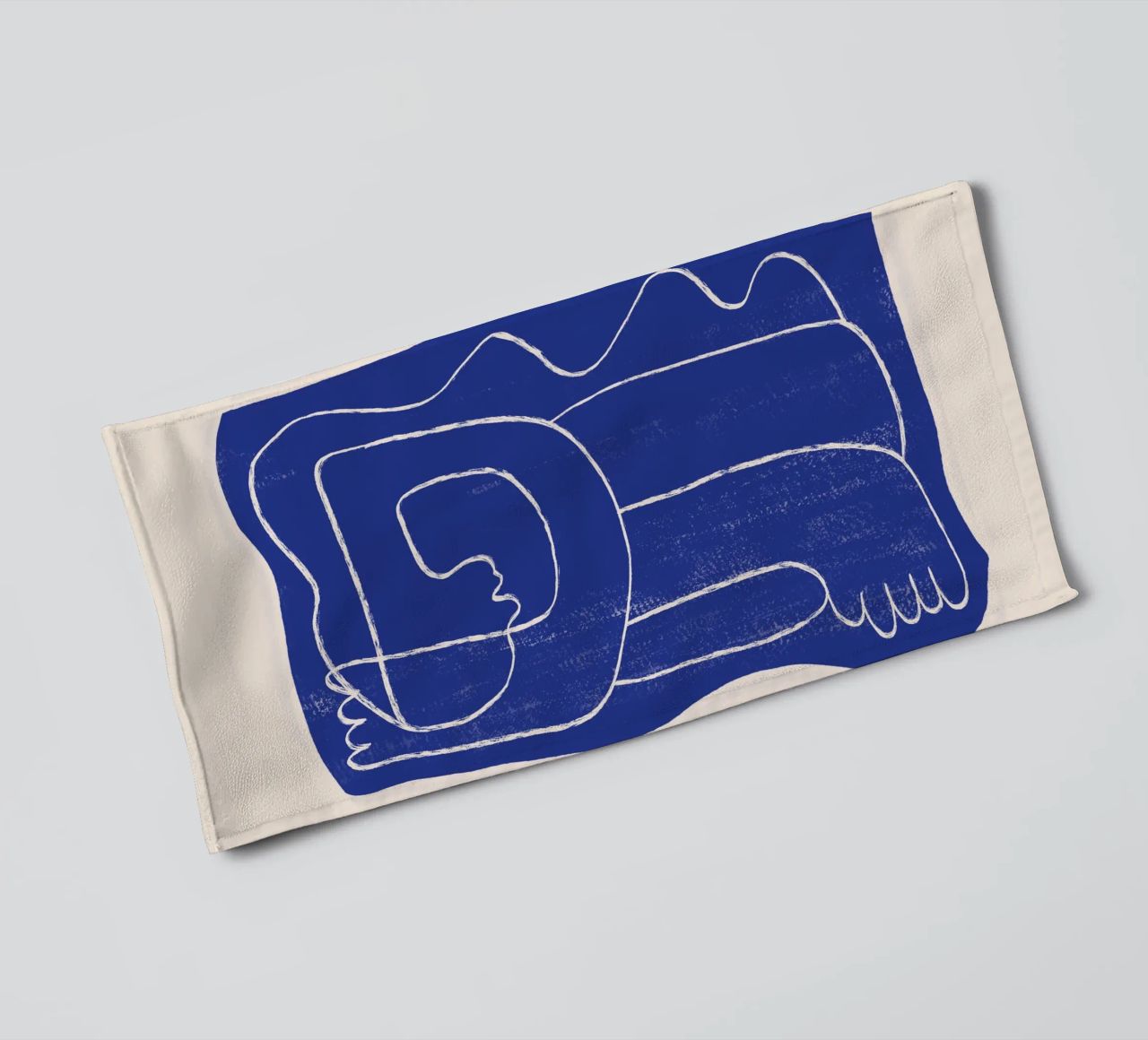 Abstract line art Figure 7 Cobalt Blue towel by ThingDesign