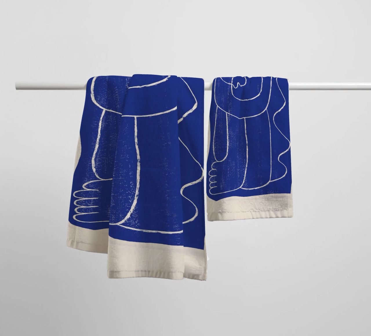 Abstract line art Figure 7 Cobalt Blue towel by ThingDesign
