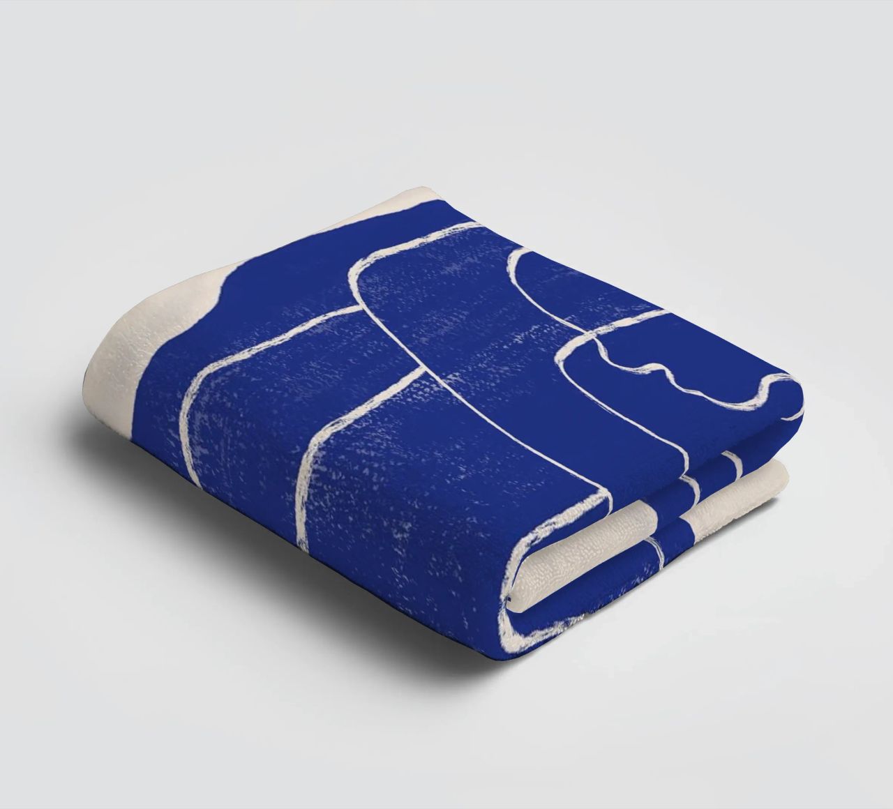 Abstract line art Figure 7 Cobalt Blue towel by ThingDesign