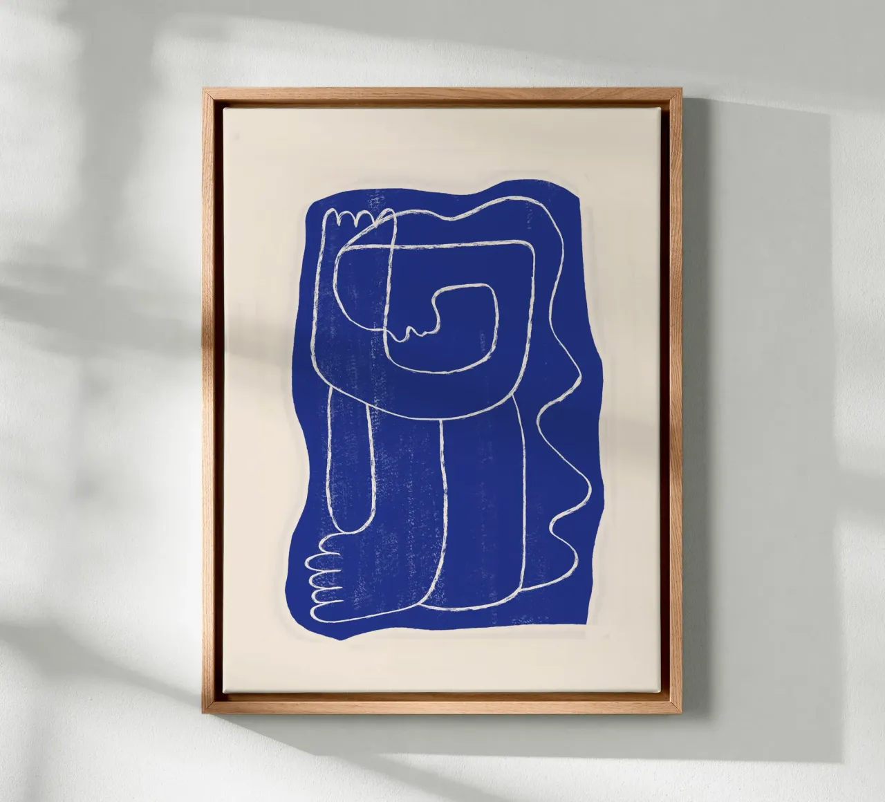 Abstract line art Figure 7 Cobalt Blue canvas with Floater frame by ThingDesign