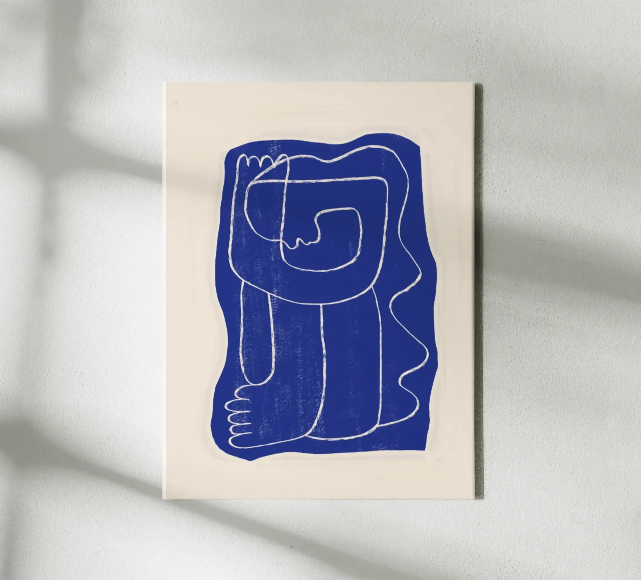 Abstract line art Figure 7 Cobalt Blue canvas with Floater frame by ThingDesign