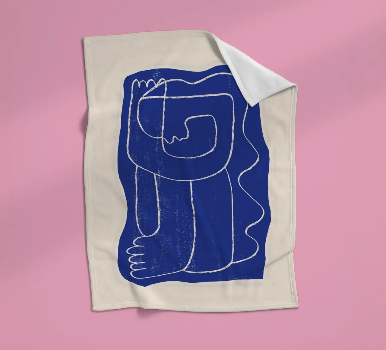 Line art astratta Figura 7 Blu cobalto coperta in pile da ThingDesign