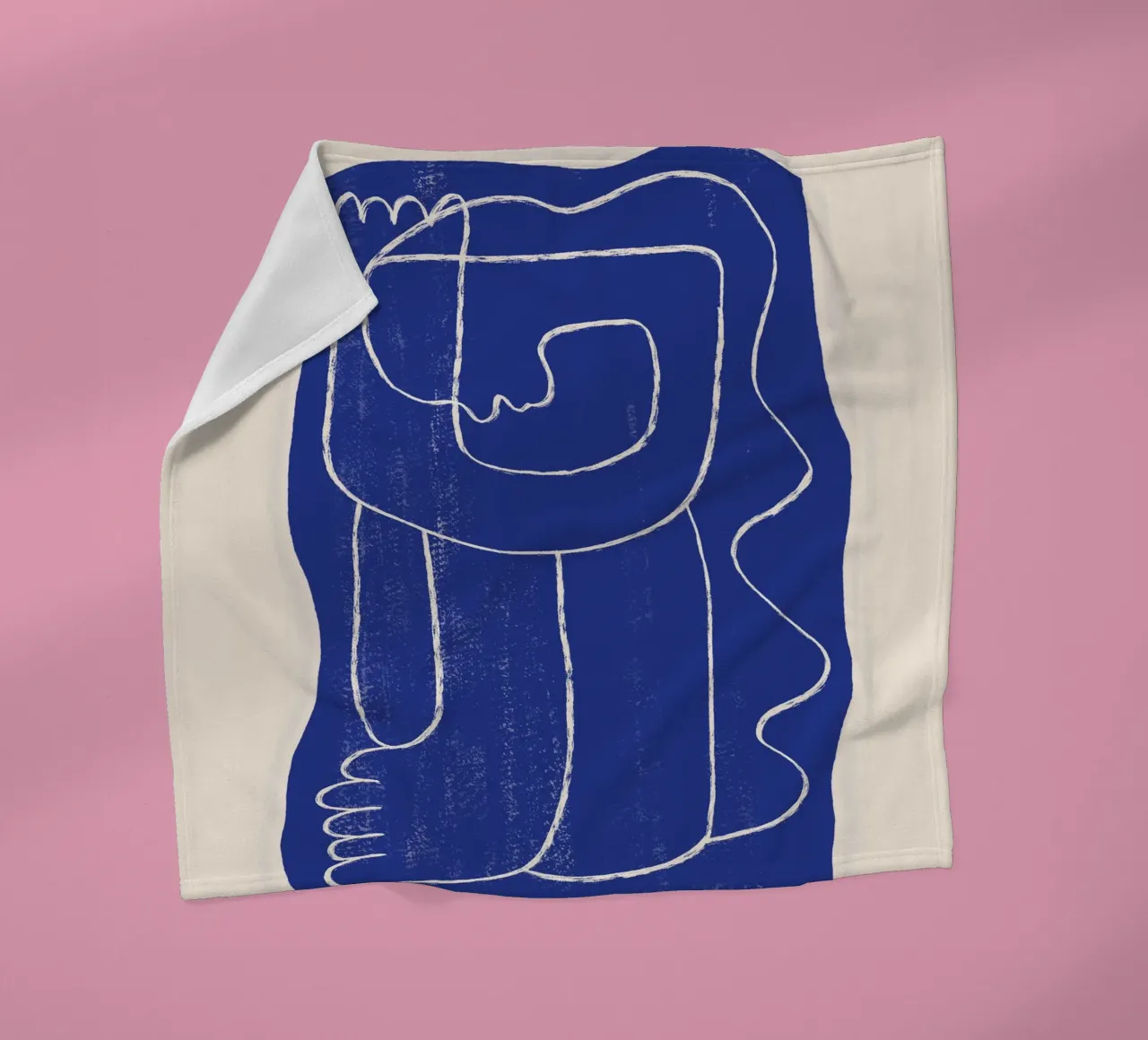 Line art astratta Figura 7 Blu cobalto coperta in pile da ThingDesign