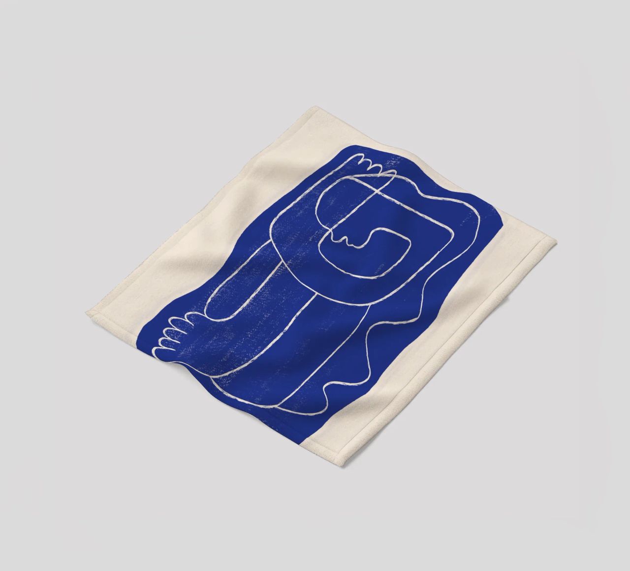 Abstract line art Figure 7 Cobalt Blue fleece blanket by ThingDesign