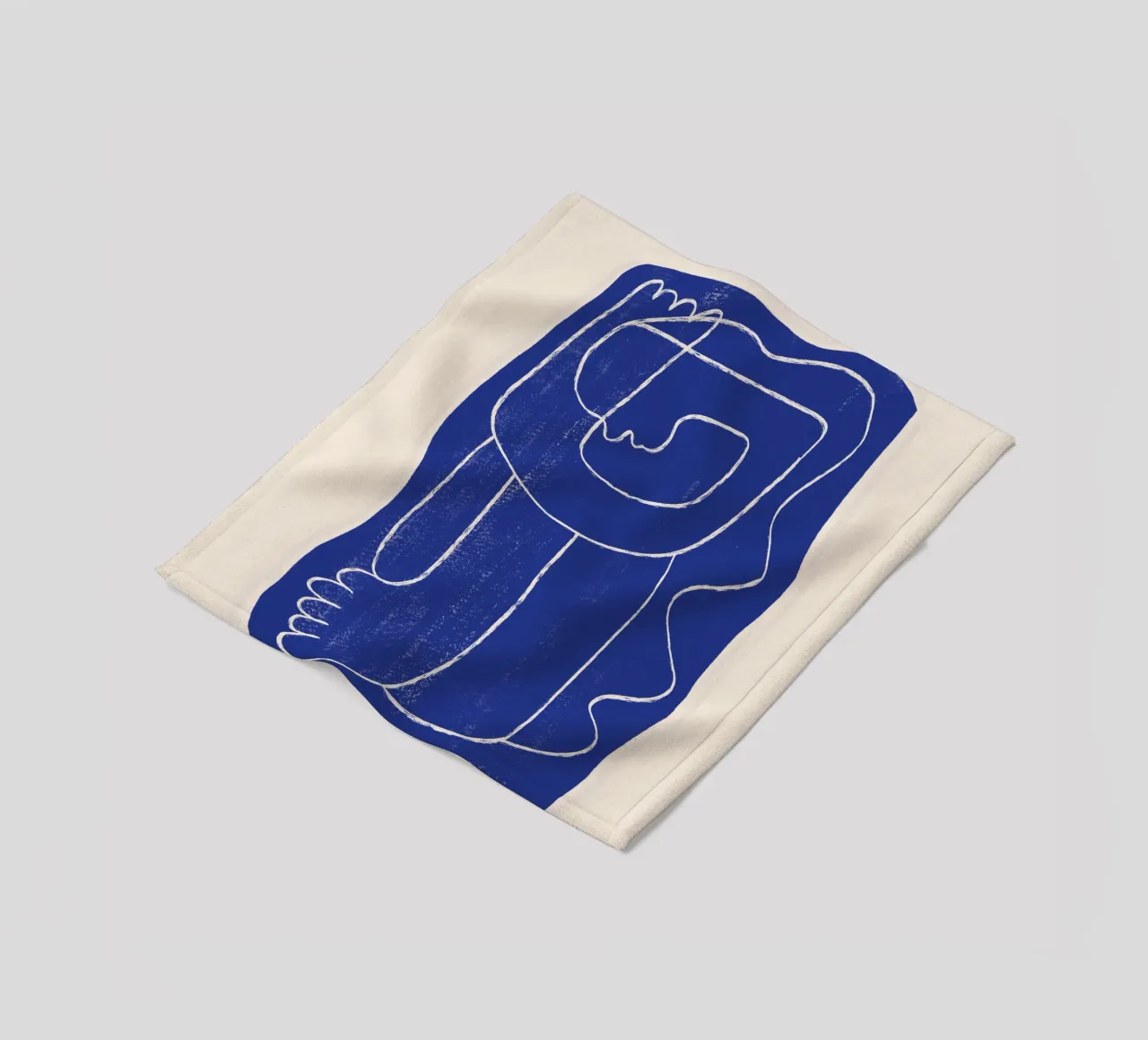 Line art astratta Figura 7 Blu cobalto coperta in pile da ThingDesign