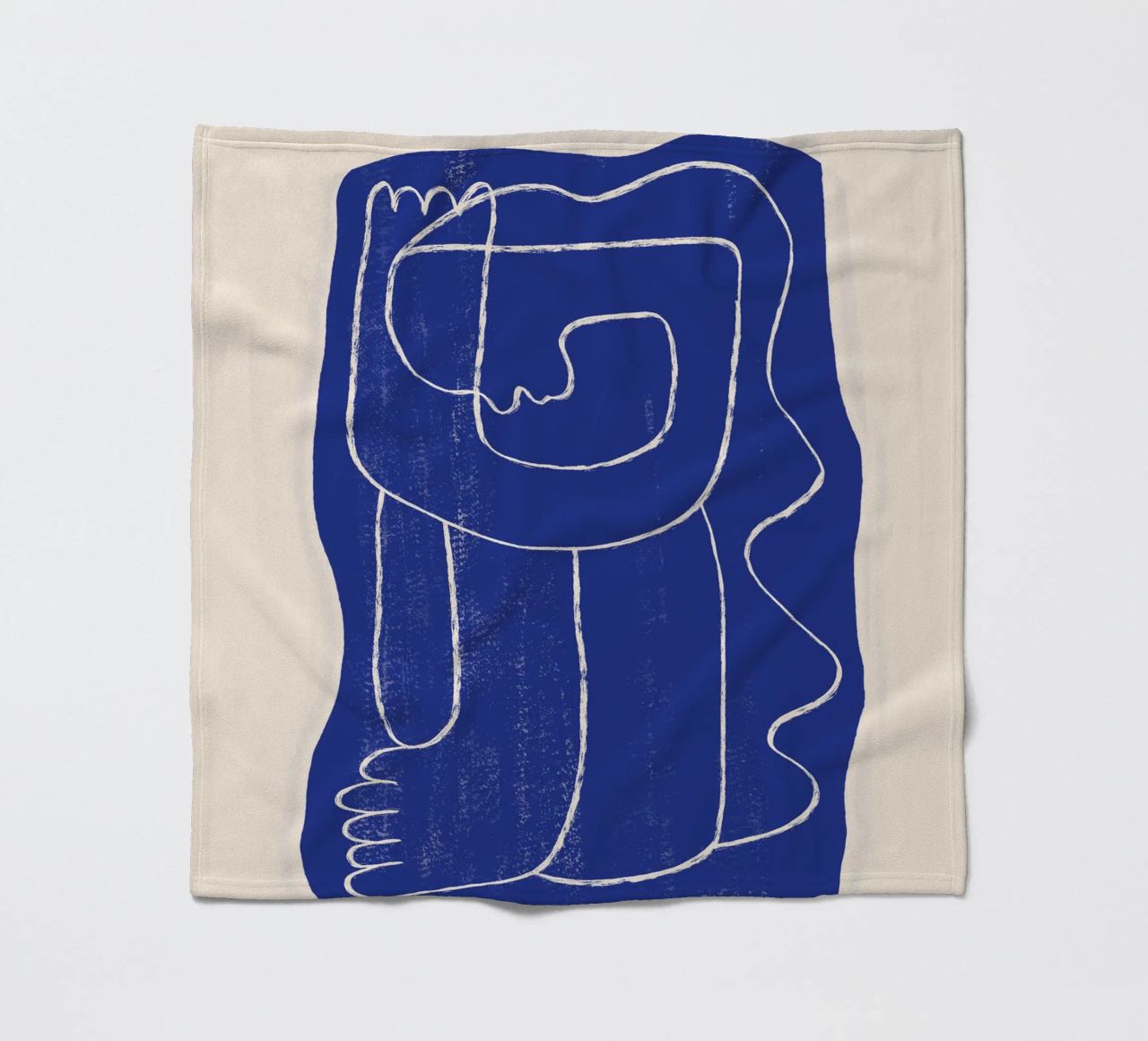 Abstract line art Figure 7 Cobalt Blue fleece blanket by ThingDesign