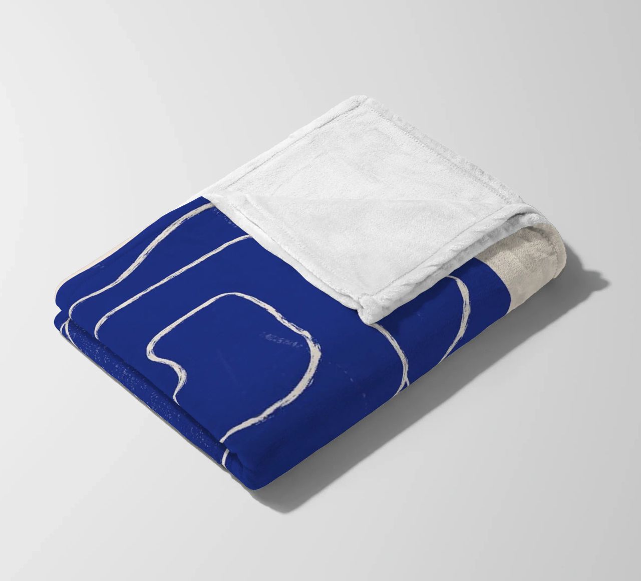 Abstract line art Figure 7 Cobalt Blue fleece blanket by ThingDesign