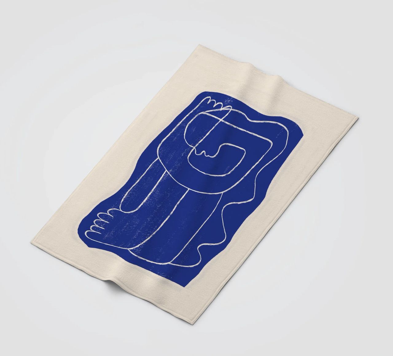Abstract line art Figure 7 Cobalt Blue fleece blanket by ThingDesign