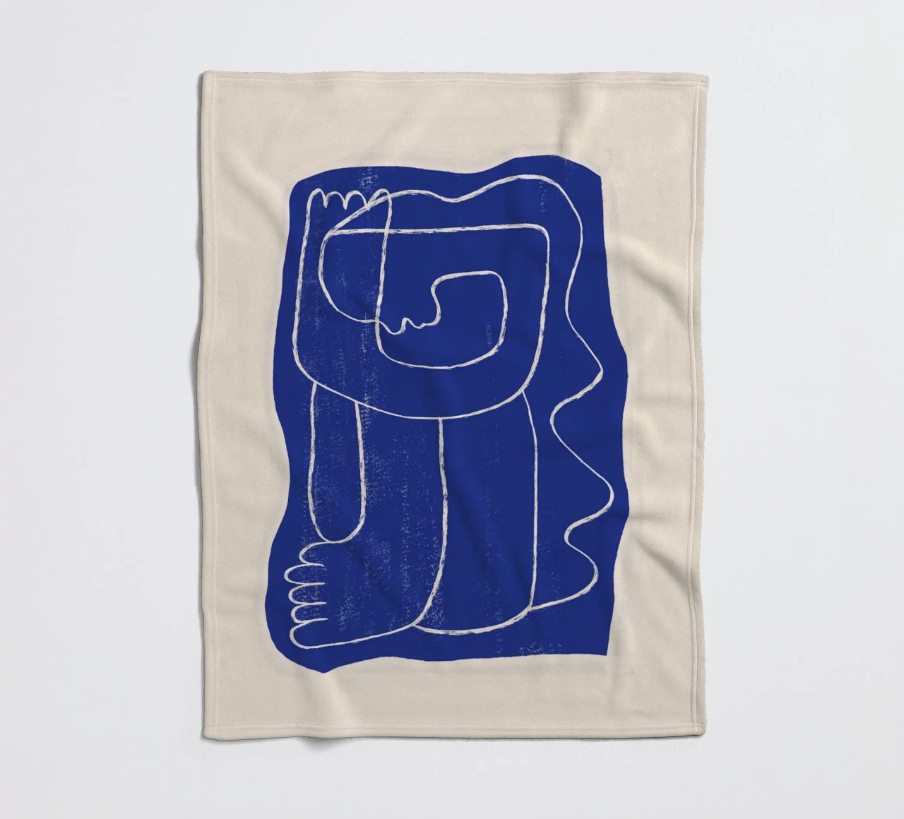 Abstract line art Figure 7 Cobalt Blue fleece blanket by ThingDesign