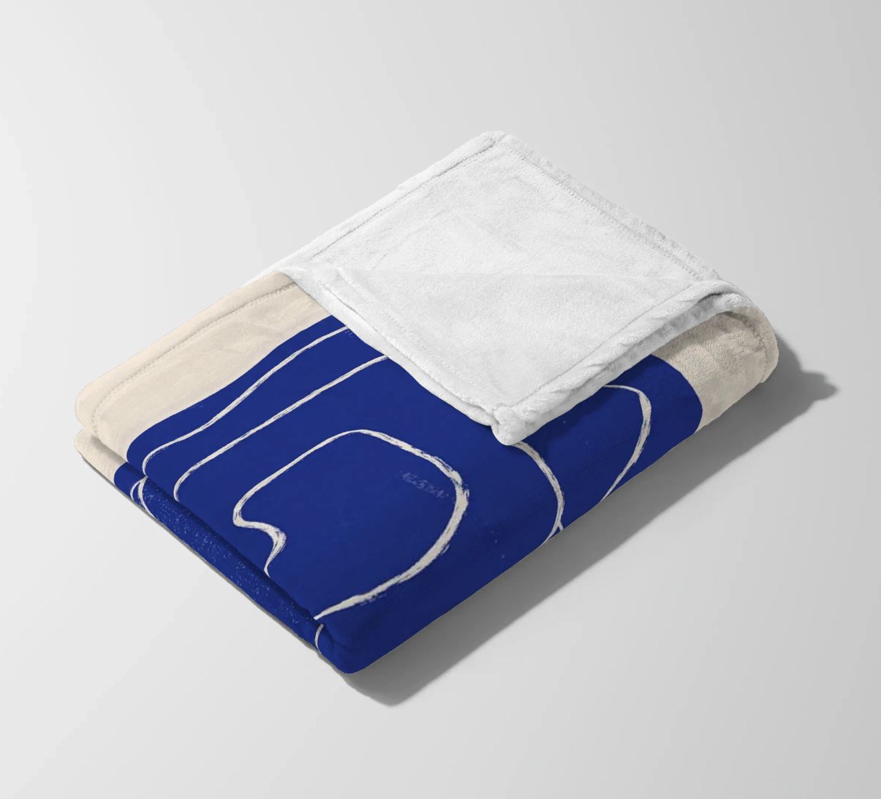 Abstract line art Figure 7 Cobalt Blue fleece blanket by ThingDesign