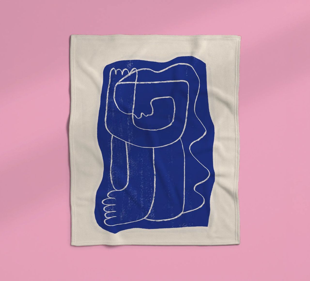 Abstract line art Figure 7 Cobalt Blue fleece blanket by ThingDesign