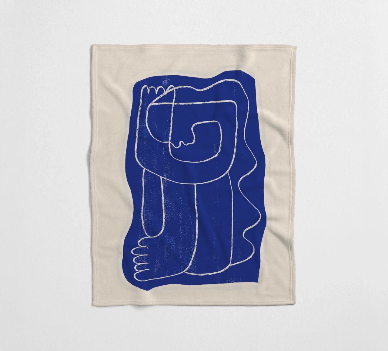 Abstract line art Figure 7 Cobalt Blue fleece blanket by ThingDesign