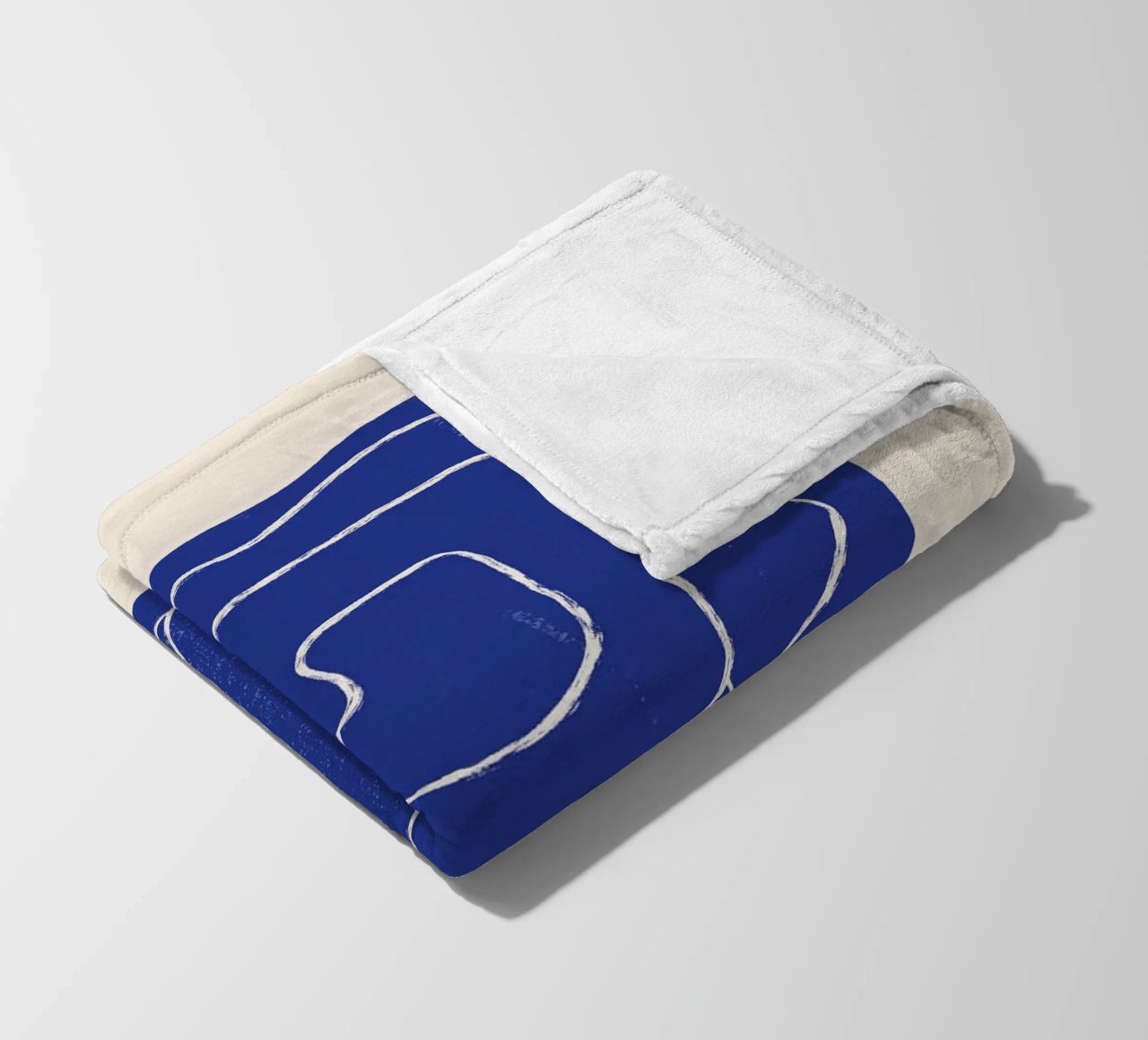 Abstract line art Figure 7 Cobalt Blue fleece blanket by ThingDesign