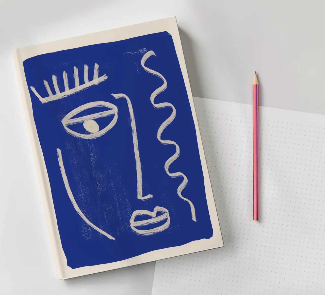 Abstract Face 23 Cobalt Blue notebook by ThingDesign