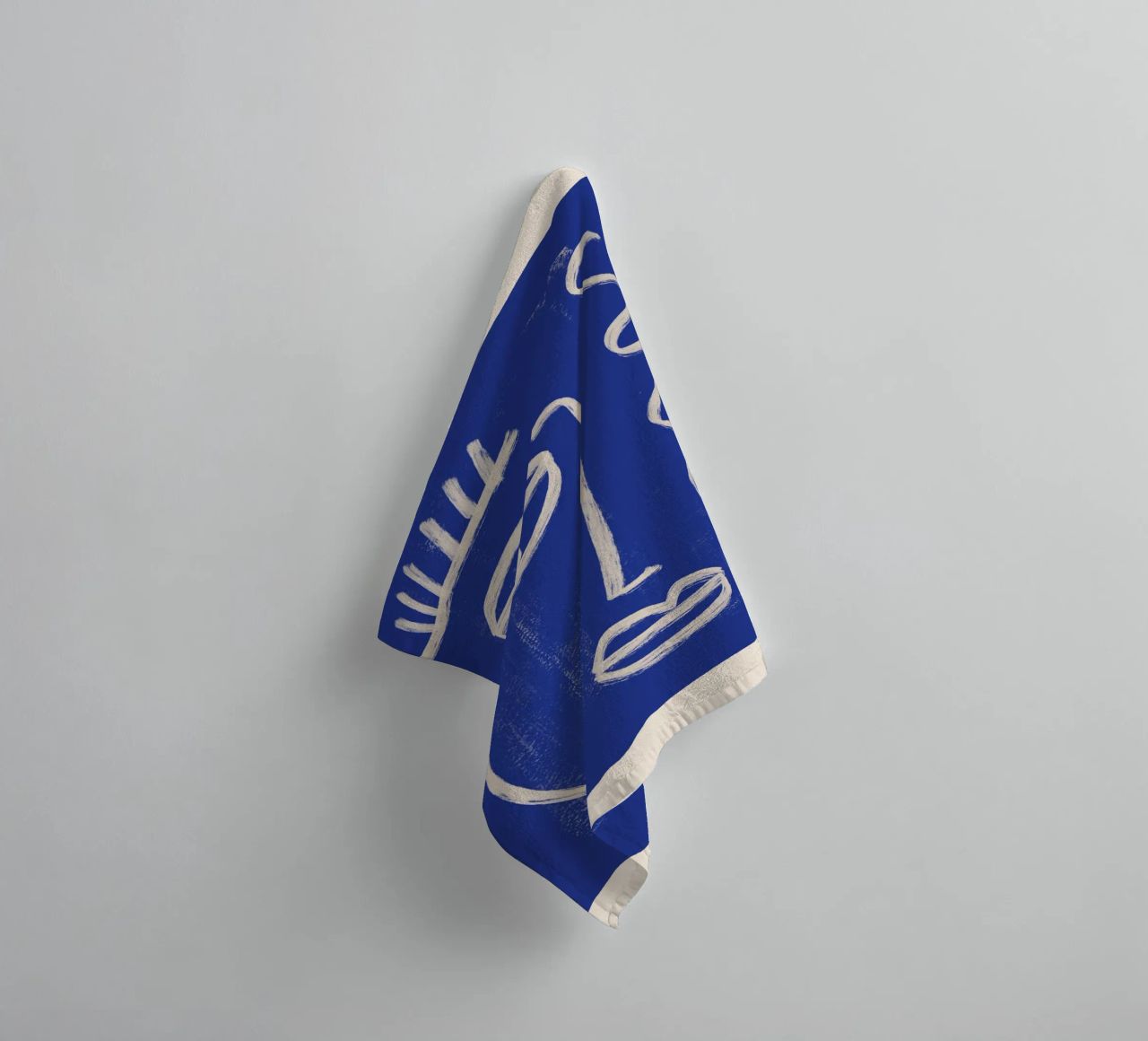 Abstract Face 23 Cobalt Blue towel by ThingDesign