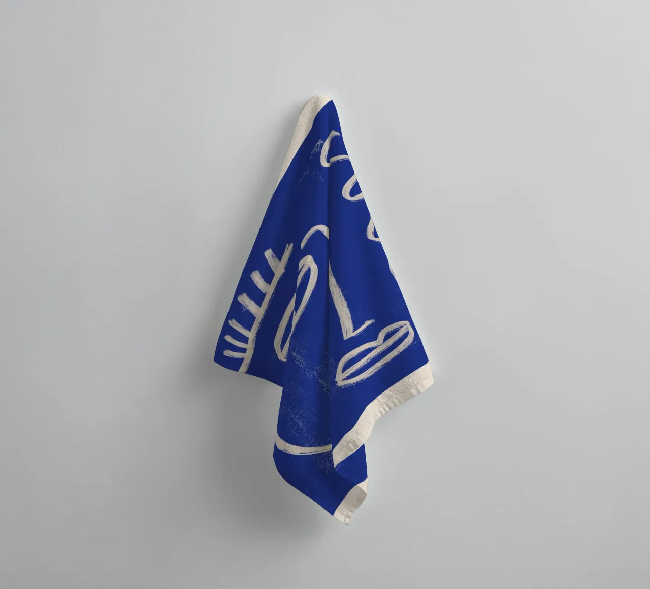 Abstract Gezicht 23 Kobaltblauw badhanddoek van ThingDesign