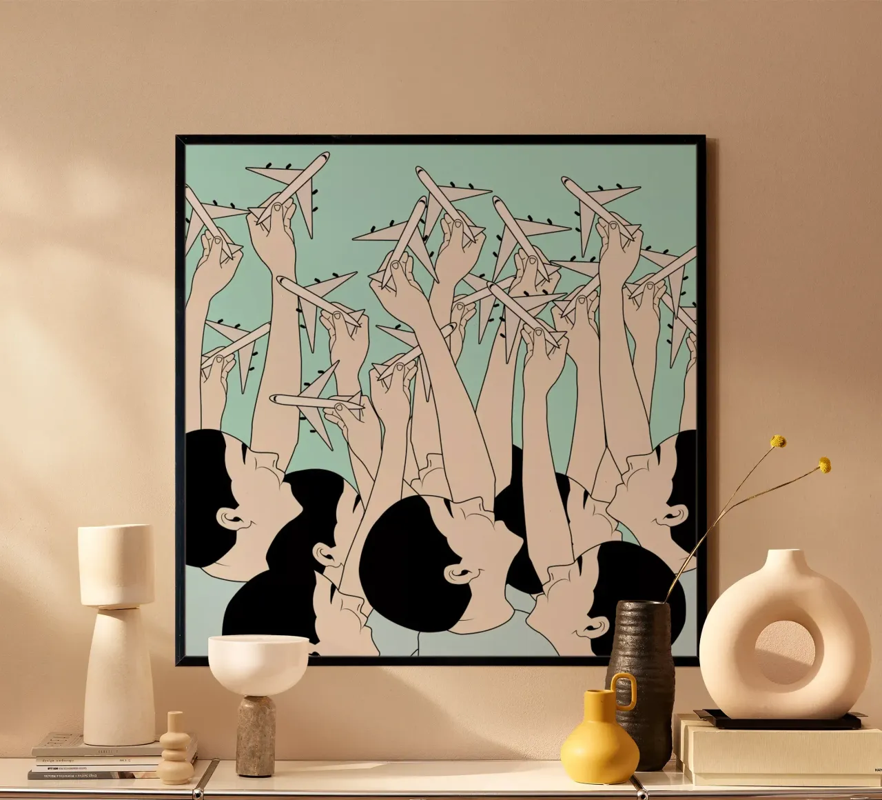 Fly Free poster con telaio in legno da Ruei