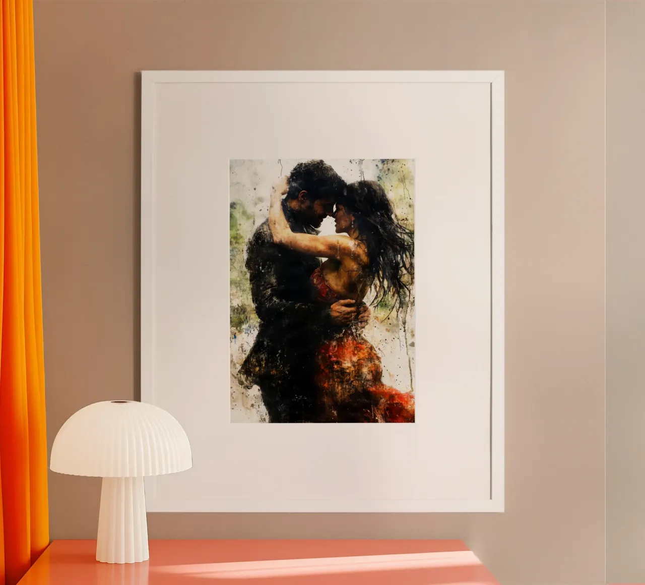 Romantic dancers painting poster with plastic frame by Justyna Jaszke JBJart
