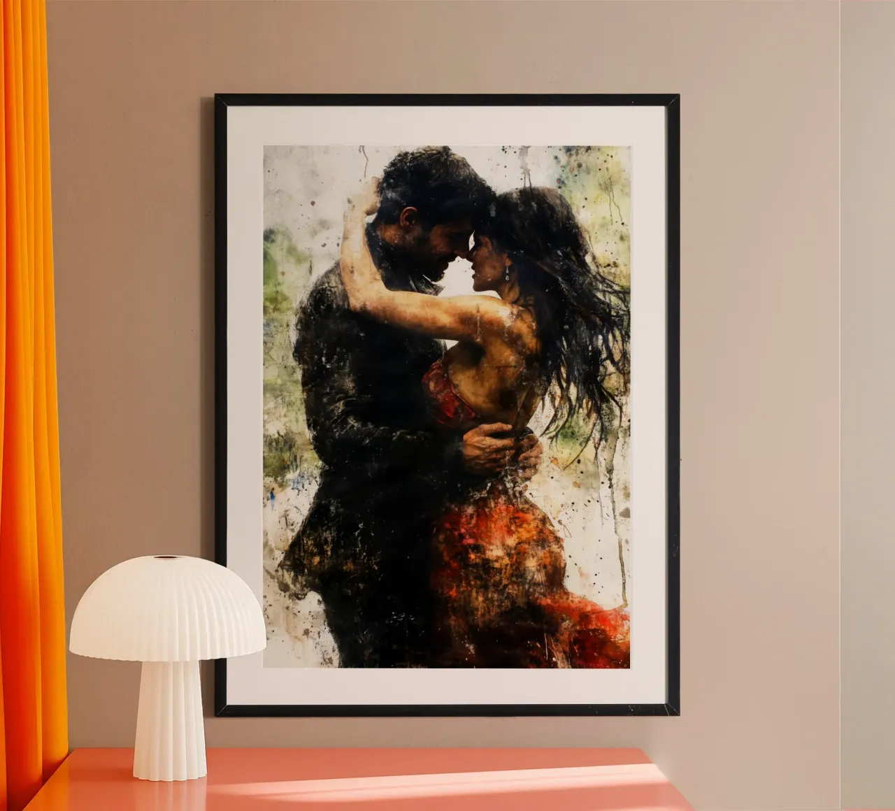 Romantic dancers painting poster with plastic frame by Justyna Jaszke JBJart
