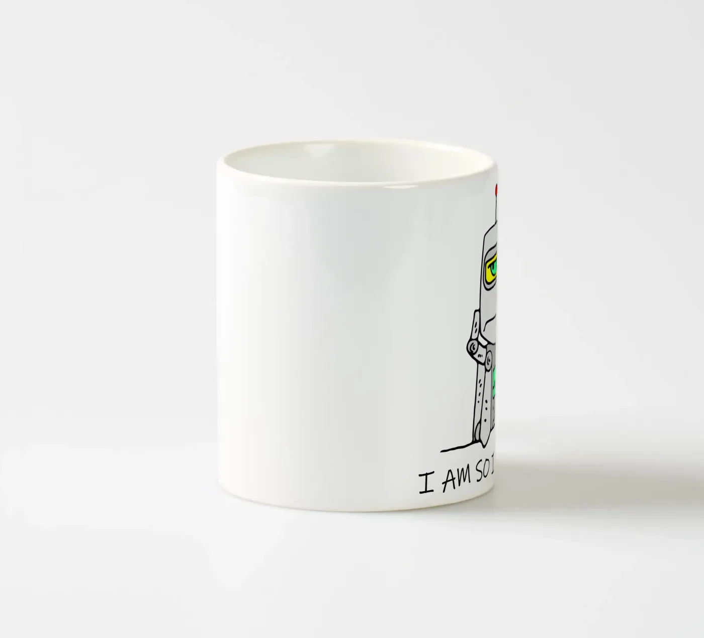 Disinterested Robot ceramic mug by sillyindustries