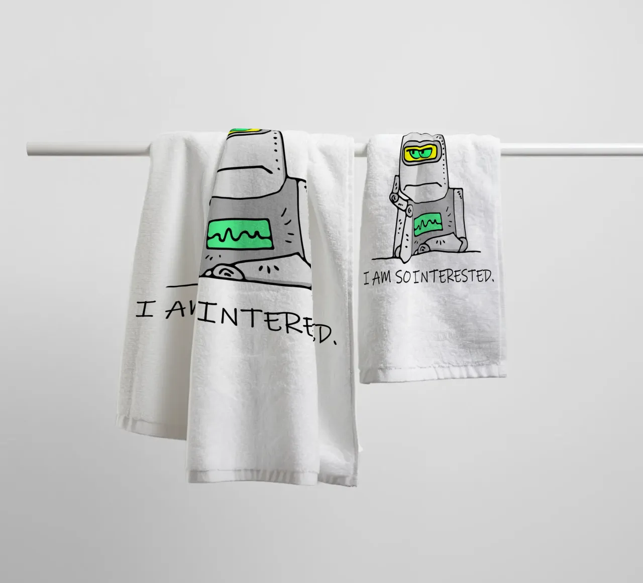 Ongeïnteresseerde robot badhanddoek van sillyindustries