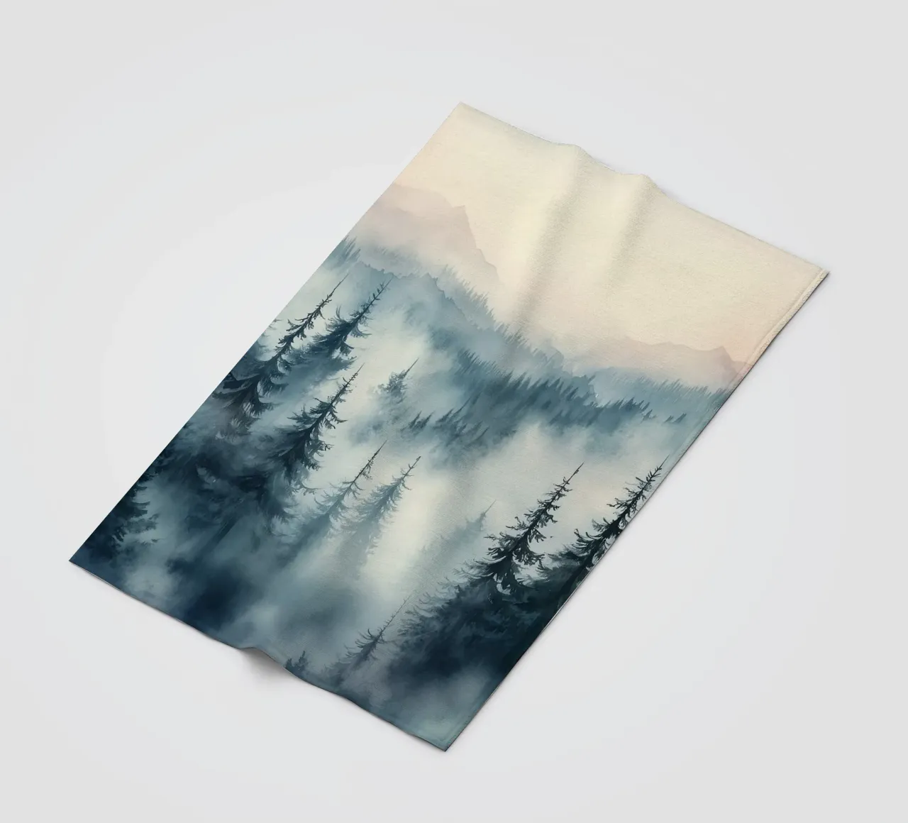 Mountain landscape in mystic fog fleece blanket by Carinaprint