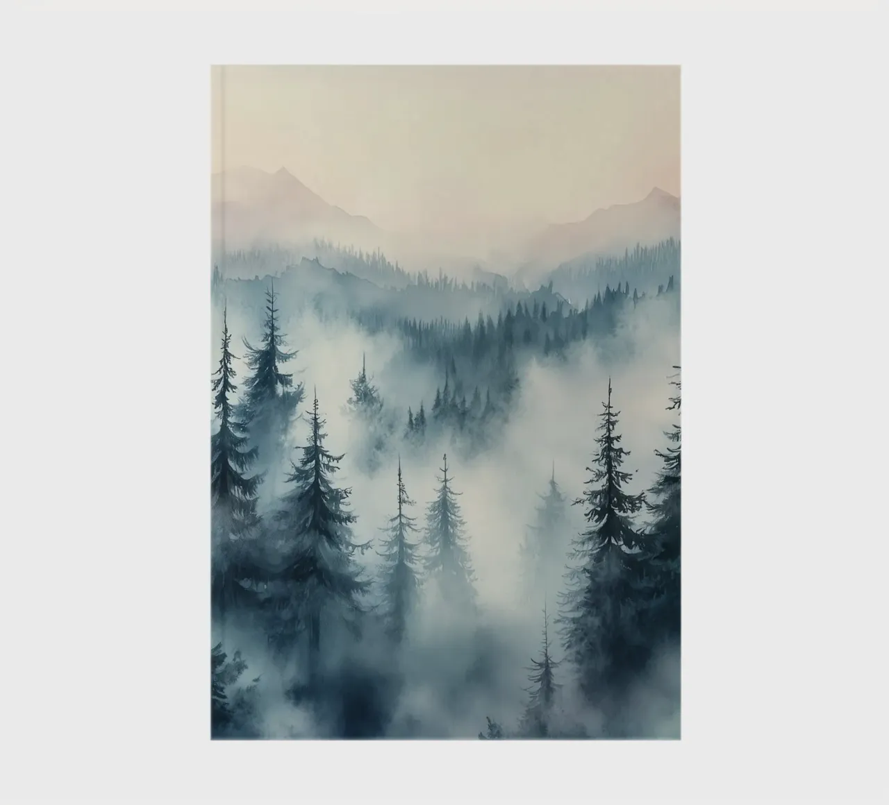 Mountain landscape in mystic fog notebook by Carinaprint